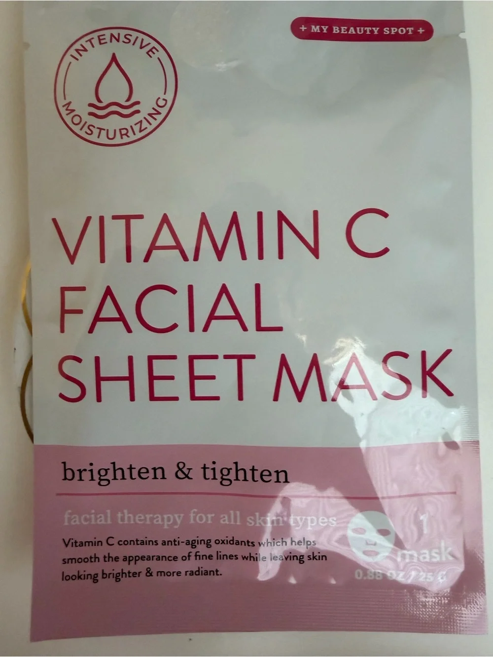 Vitamin C Facial Sheet Mask - Brighten & Tighten (Pink)